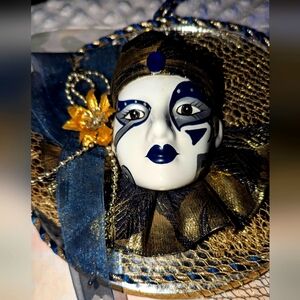 Red and Gold Decorative Mask With Matching Smaller Blue @ Gold